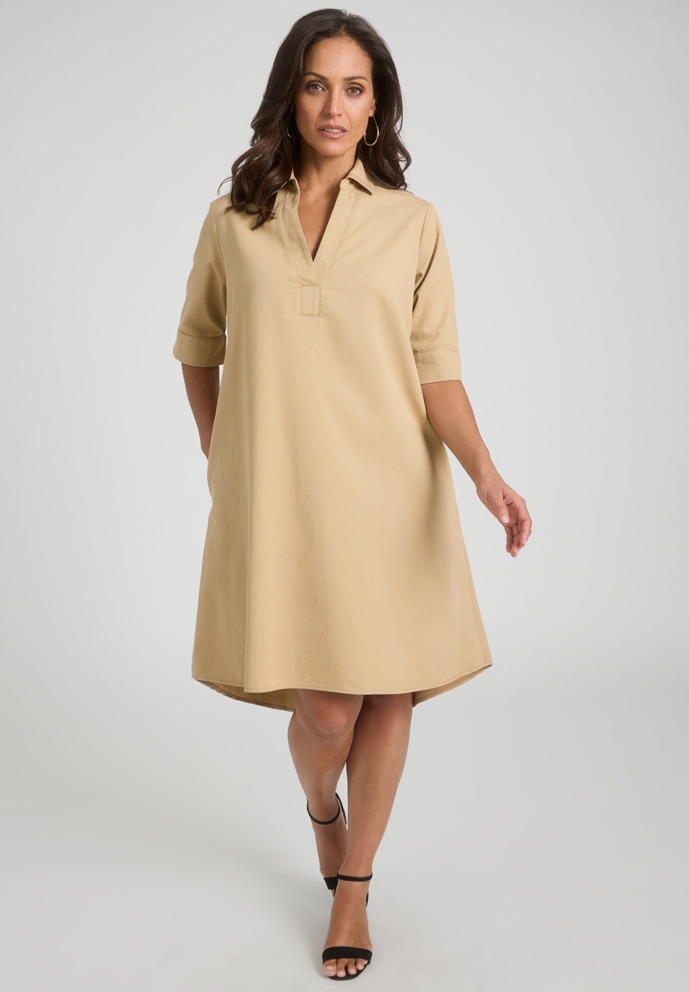 Cuff Sleeve Denim Shirtdress image number 0