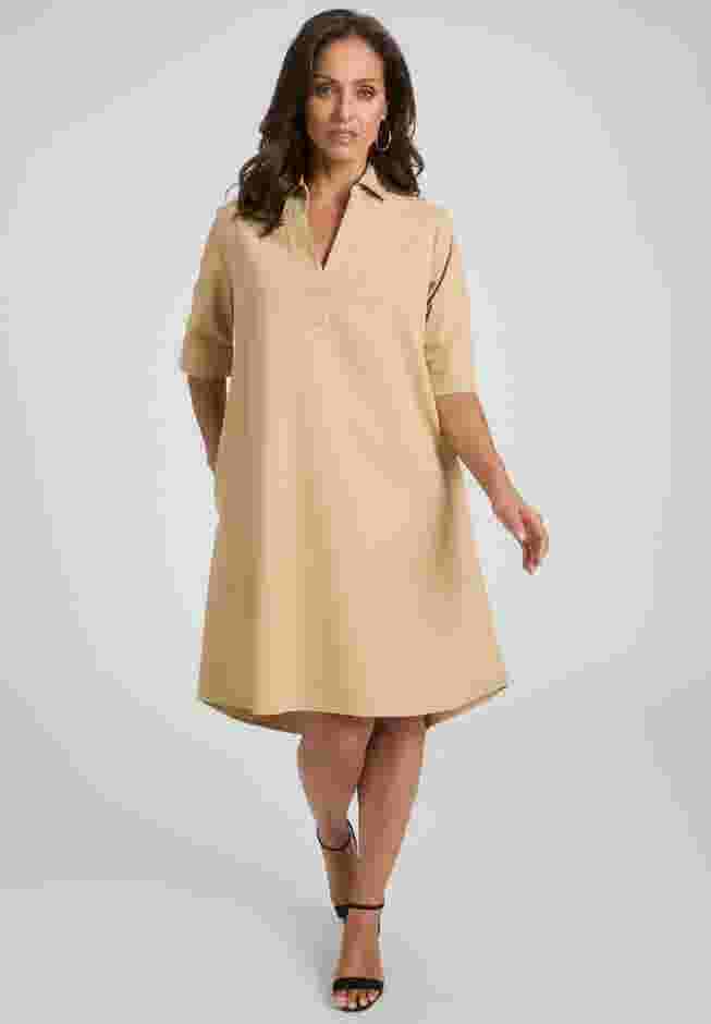Cuff Sleeve Denim Shirtdress image number 0