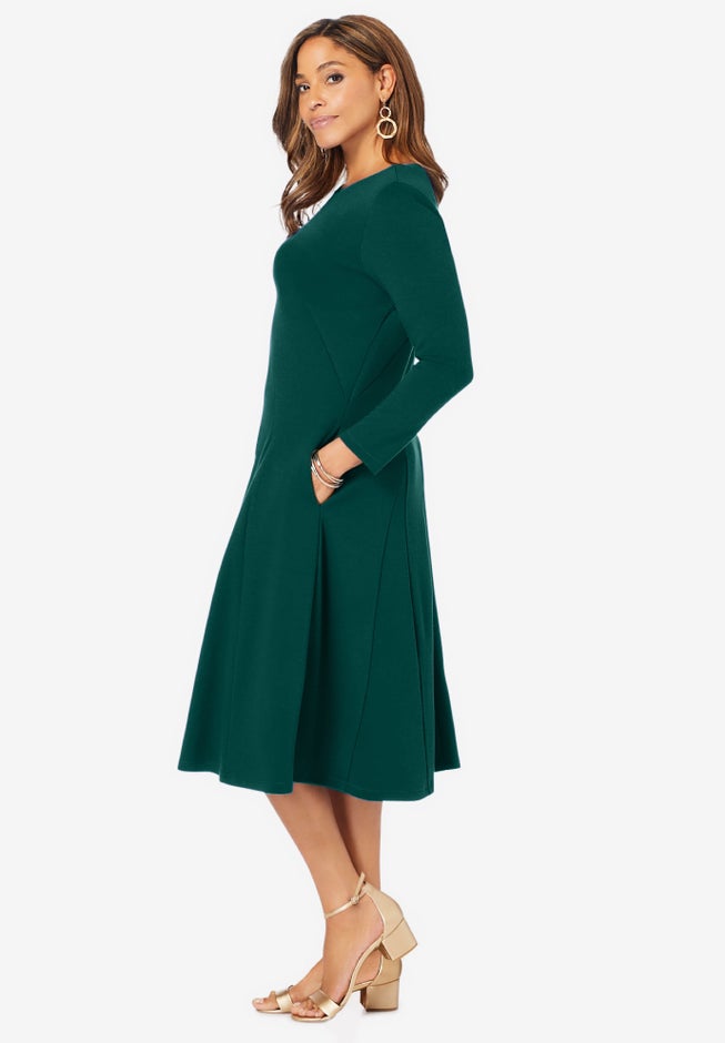 Long Sleeve Stretch Ponte Dress image number 3
