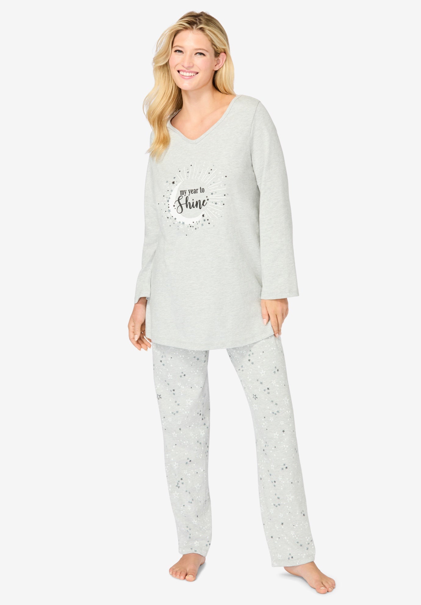 Avenue Body Three-Quarter Sleeve Pajama Set image number 0