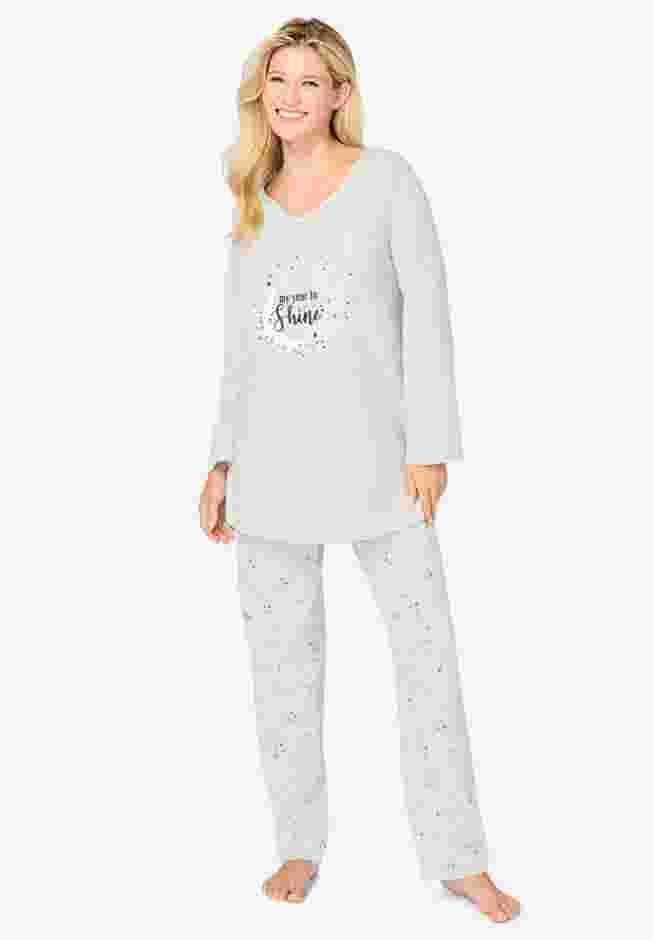Avenue Body Three-Quarter Sleeve Pajama Set image number 0