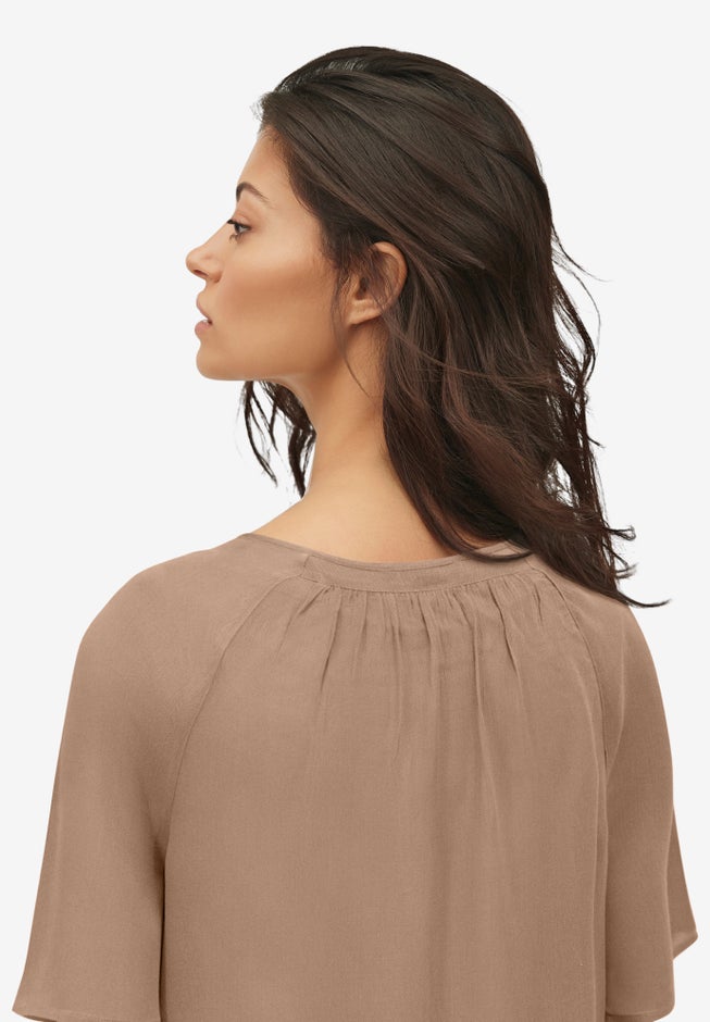 Crinkle Tie-Front Blouse image number 1