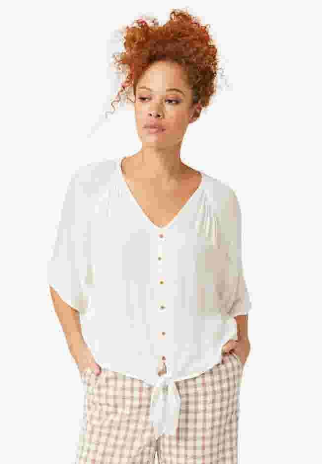 Crinkle Tie-Front Blouse image number 0