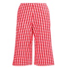 100% Cotton Wide Leg Gingham Seersucker Back Elastic Waist Crop Pants image number 2