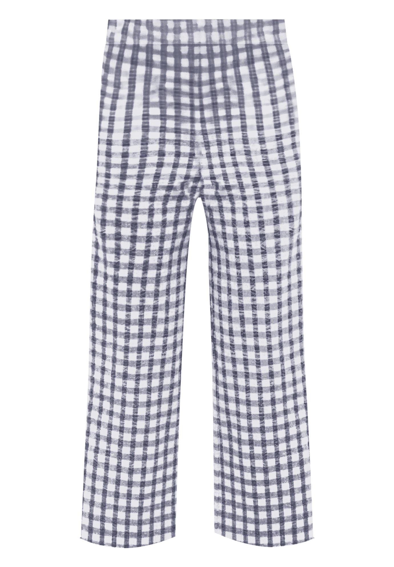 Gingham Back Elastic Wide Leg Crop Pants image number 2