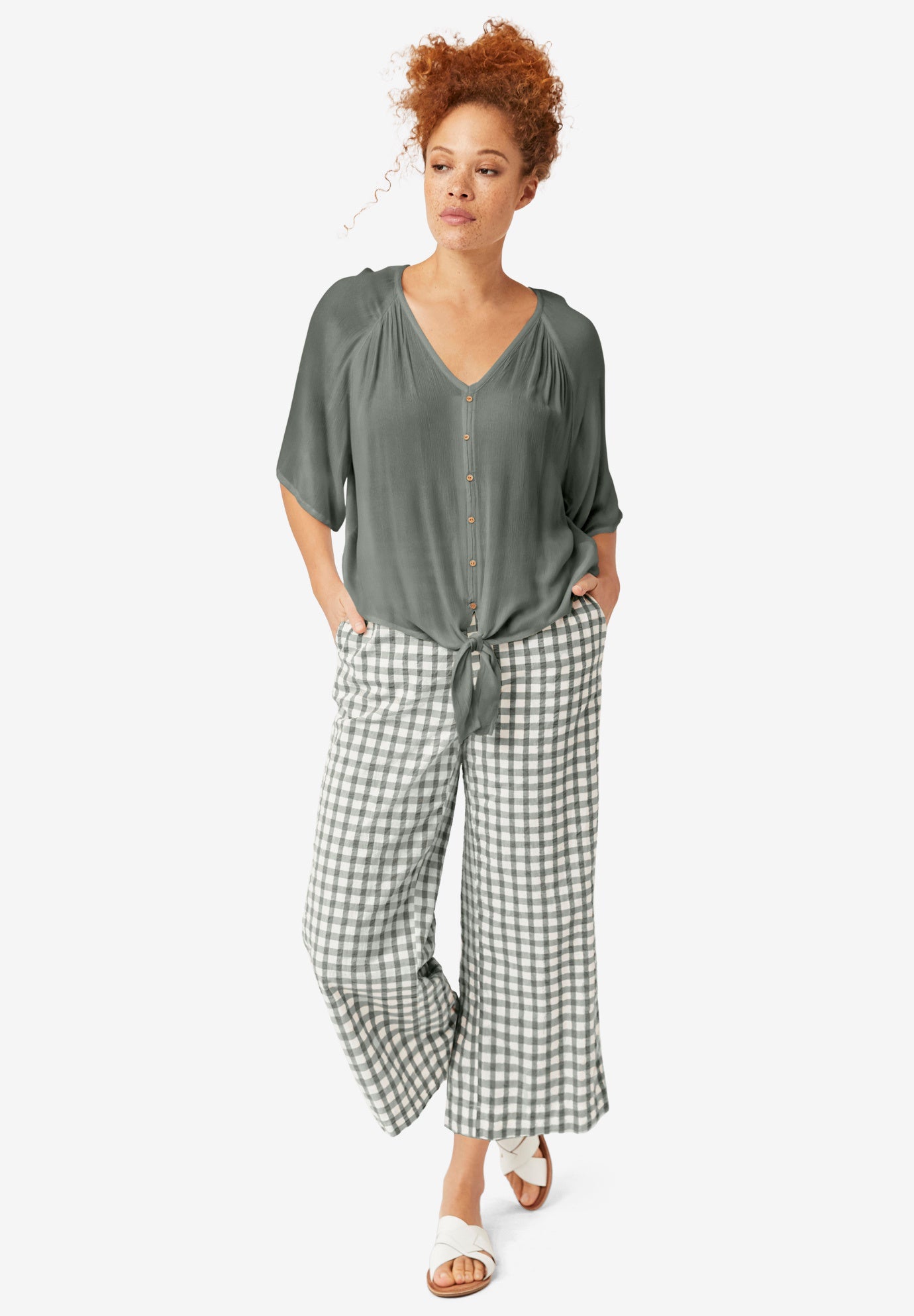 Gingham Crop Pants image number 0