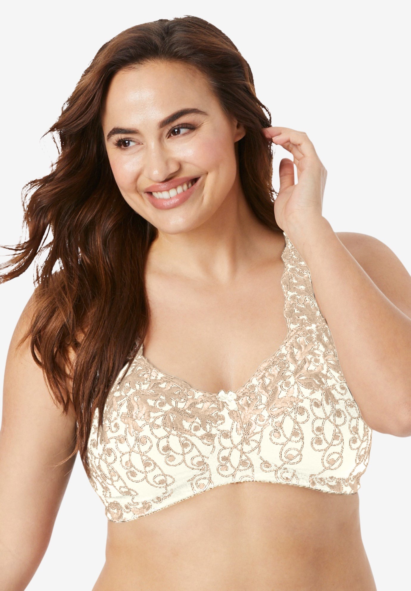 Embroidered Wireless Back-Close Bra  image number 0