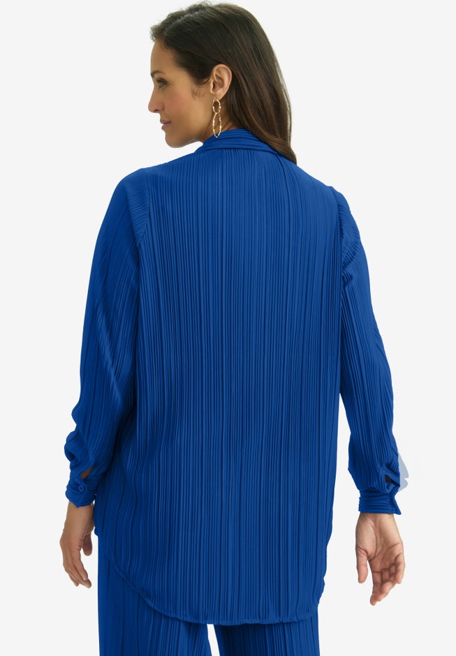 Plisse Button-Front Blouse image number 2