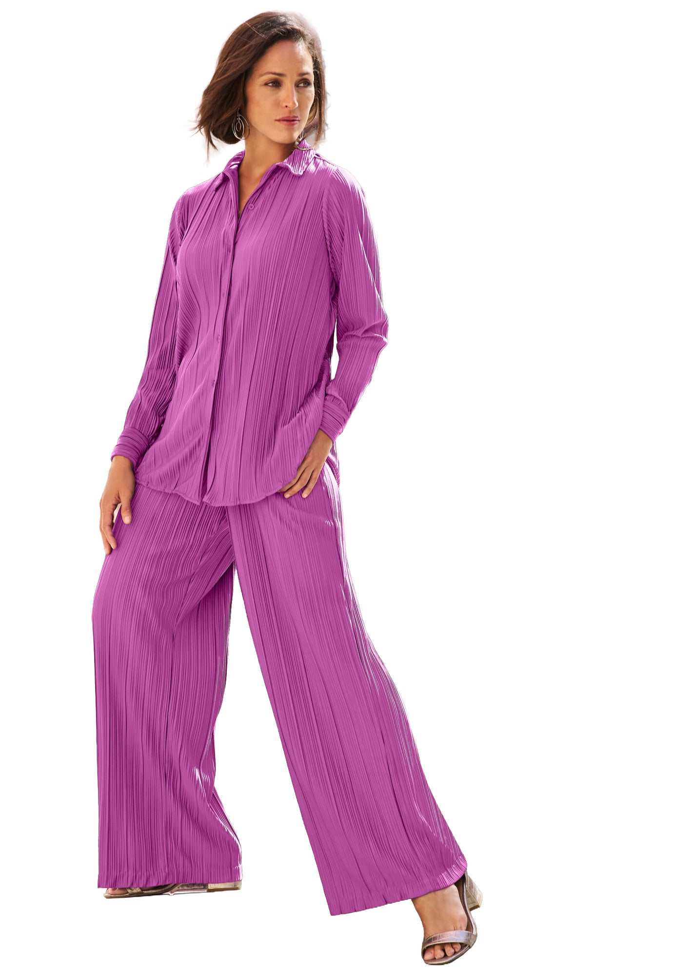 Plisse Button-Front Blouse image number 0