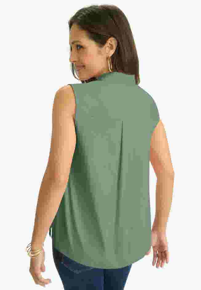 Uptown Sleeveless Tie-Neck Blouse image number 1
