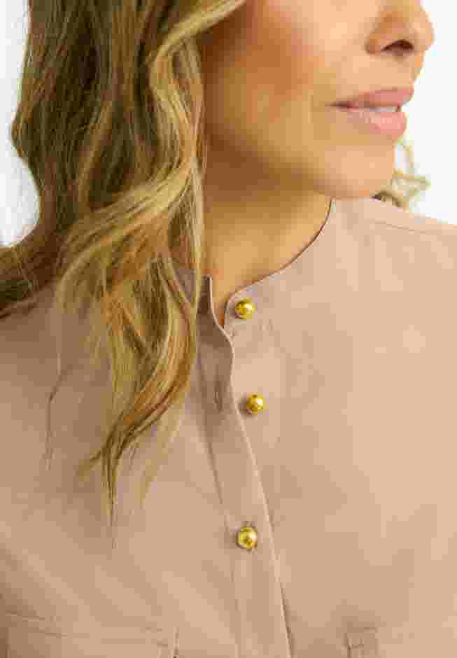 Button-Front Chest Pocket Blouse image number 3