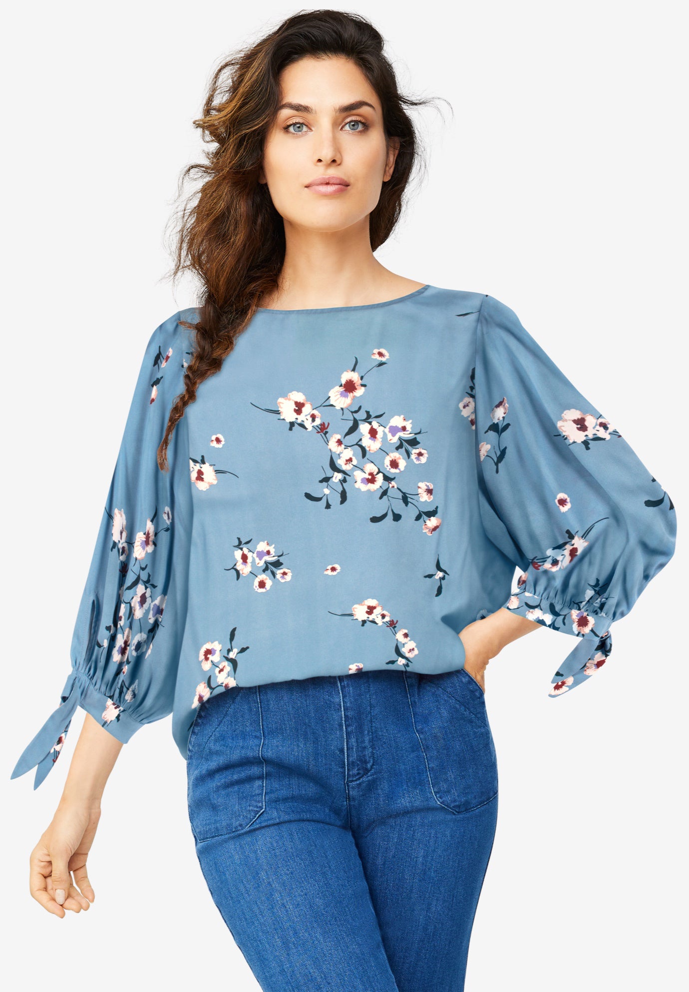 3/4 Tie-Sleeve Blouse image number 0