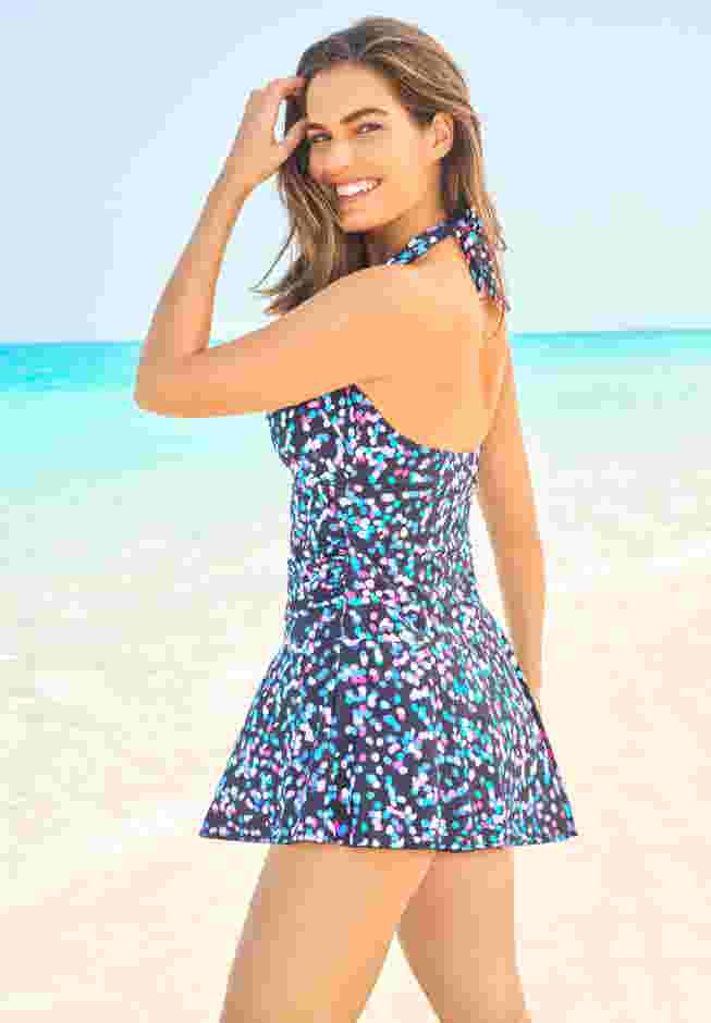 Retro Halter Swim Dress image number 2