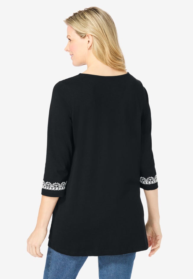 Embroidered Knit Tunic image number 1