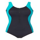 Zip-Front One-Piece with Tummy Control image number 3