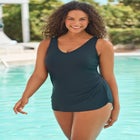 Sarong V-Neck Tummy Control One-Piece Swimsuit image number 2