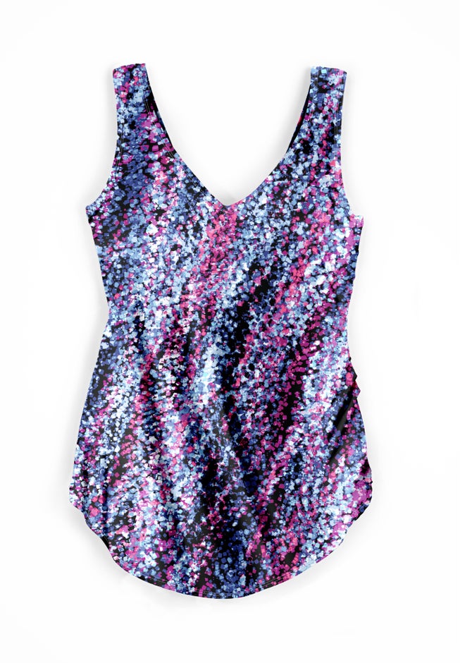 Sarong V-Neck Tummy Control One-Piece Swimsuit image number 3