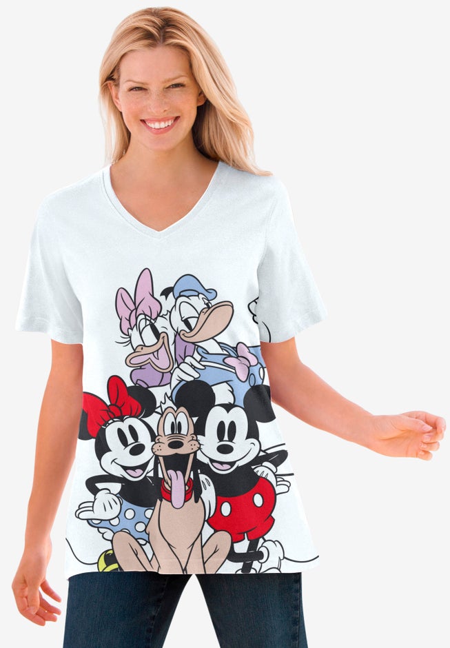 Disney Off White Mickey & Friends V-neck Tee image number 0
