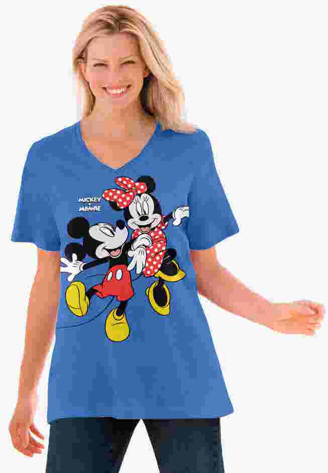 Disney Dark Blue Mickey Minnie V-neck Tee image number 0