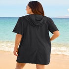 Terry Longer-Length Hooded Zip-Front Swim Cover-Up image number null