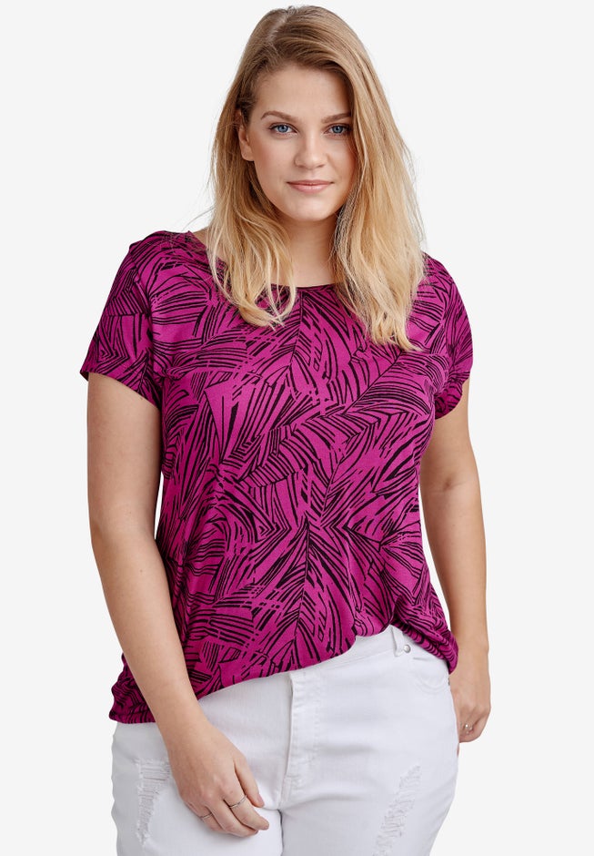 Printed cap sleeve tee image number 0