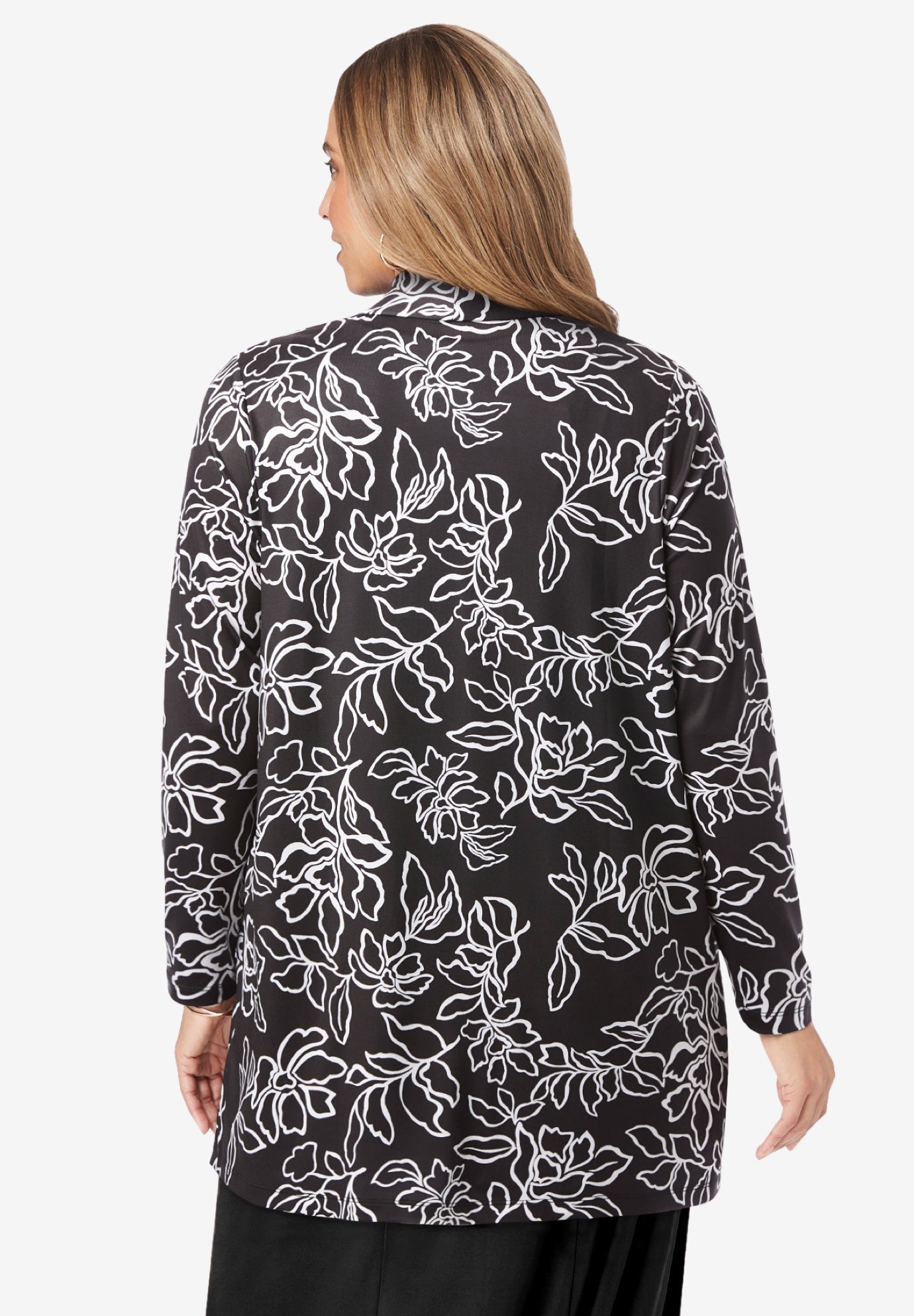 Stretch Knit Open Front Knit Topper image number 2