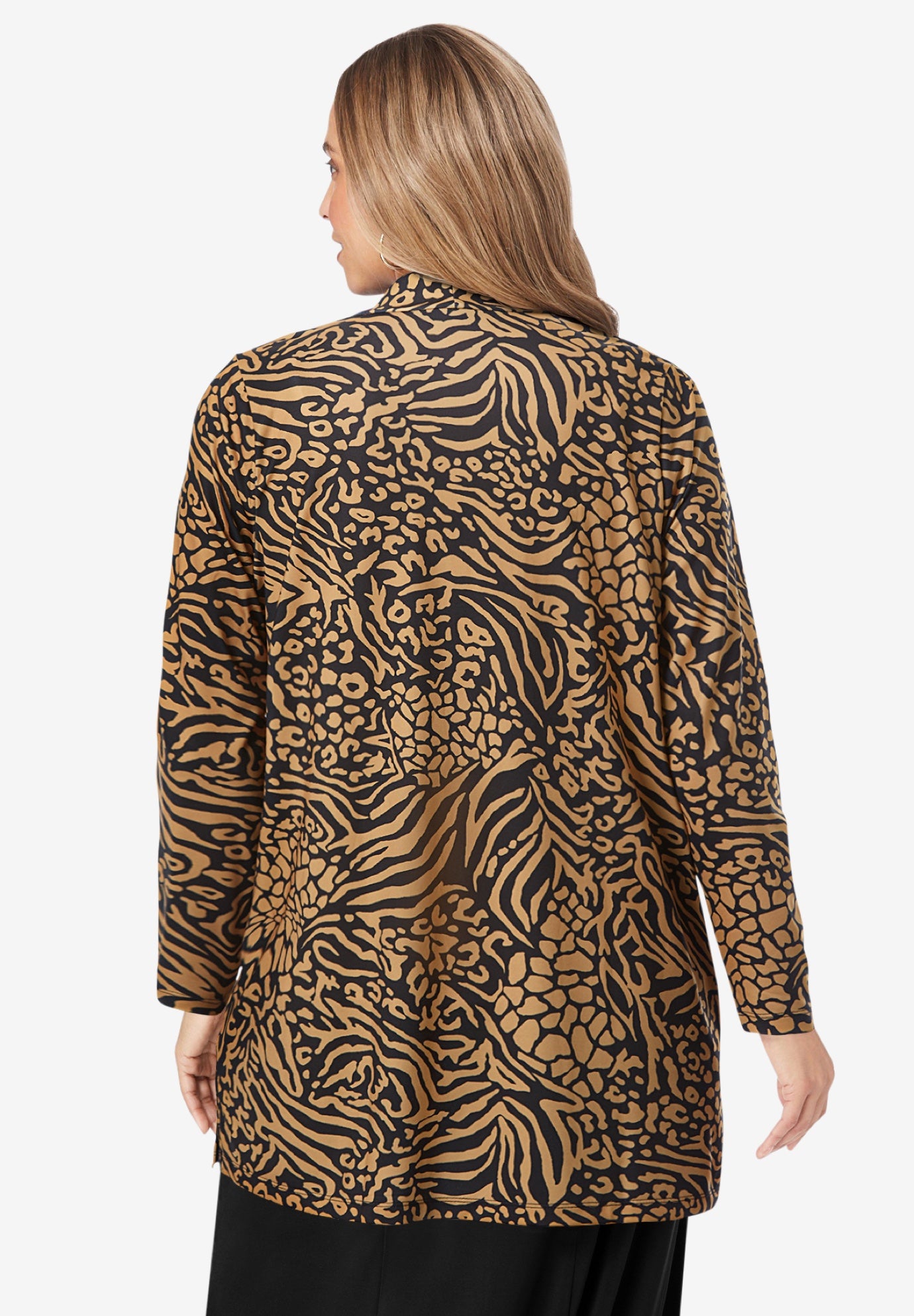 Stretch Knit Open Front Knit Topper image number 2