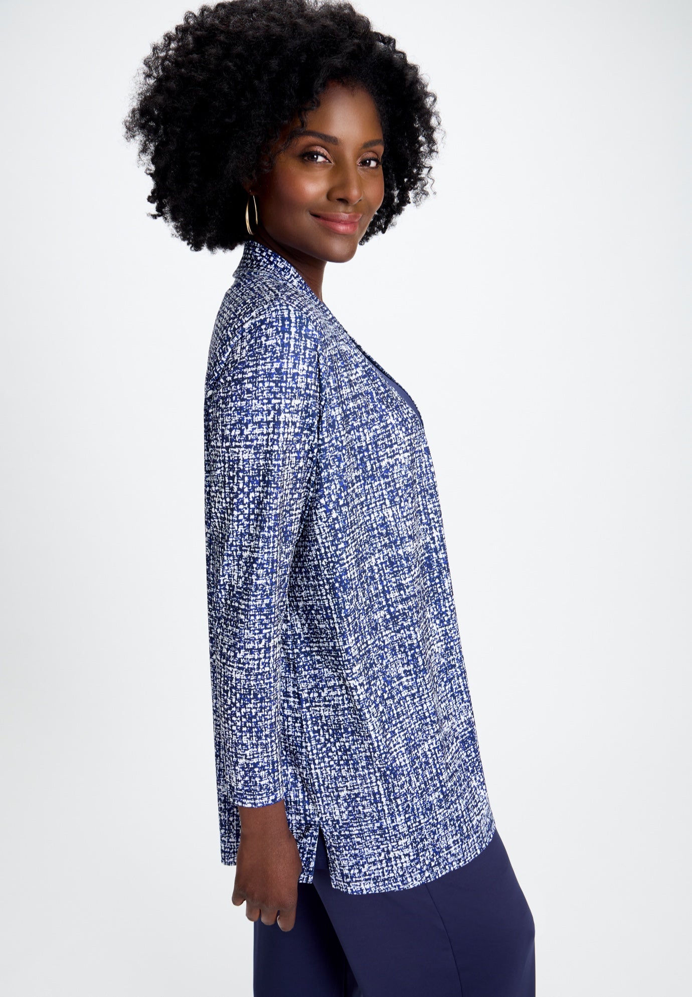 Stretch Knit Open Front Knit Topper image number 1