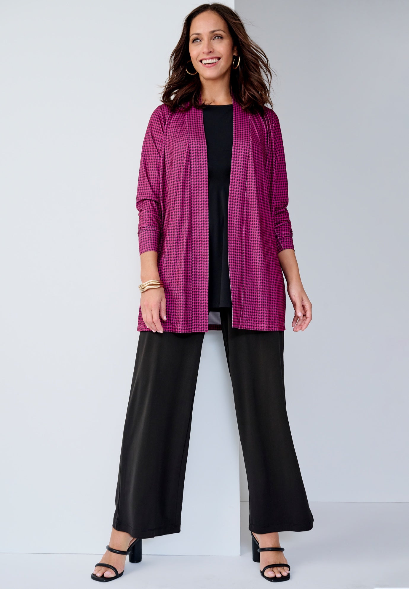 Stretch Knit Open Front Knit Topper image number 0