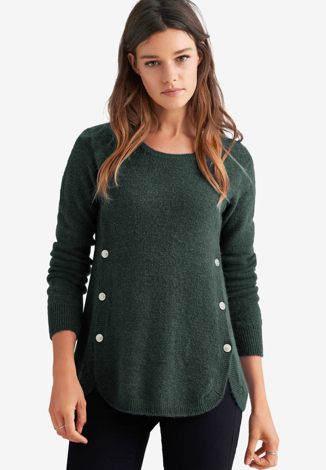 Button Trim Pullover Sweater image number 0
