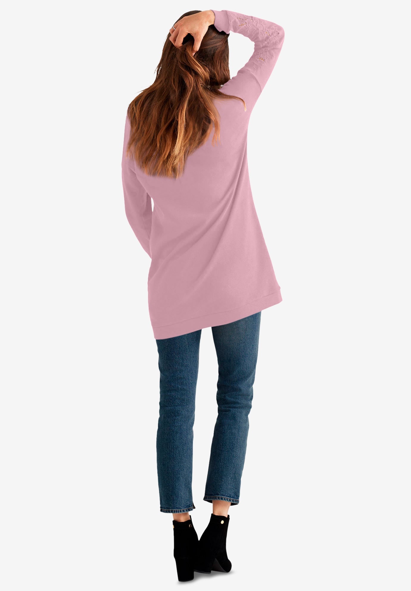 French Terry Lace Trim Sweatshirt Tunic image number 1