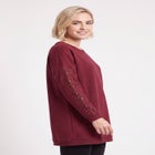 French Terry Lace Trim Sweatshirt Tunic image number 2