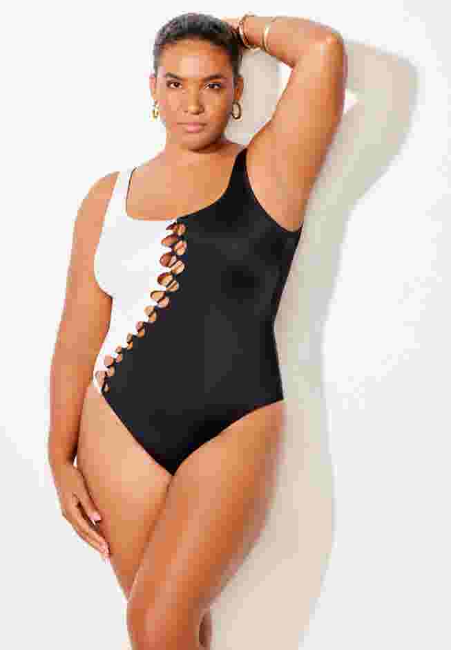 Square Neck Color Block Swimsuit image number 3