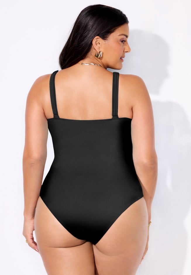Shimmer Chain Accent Cut Out One Piece Swimsuit image number 1