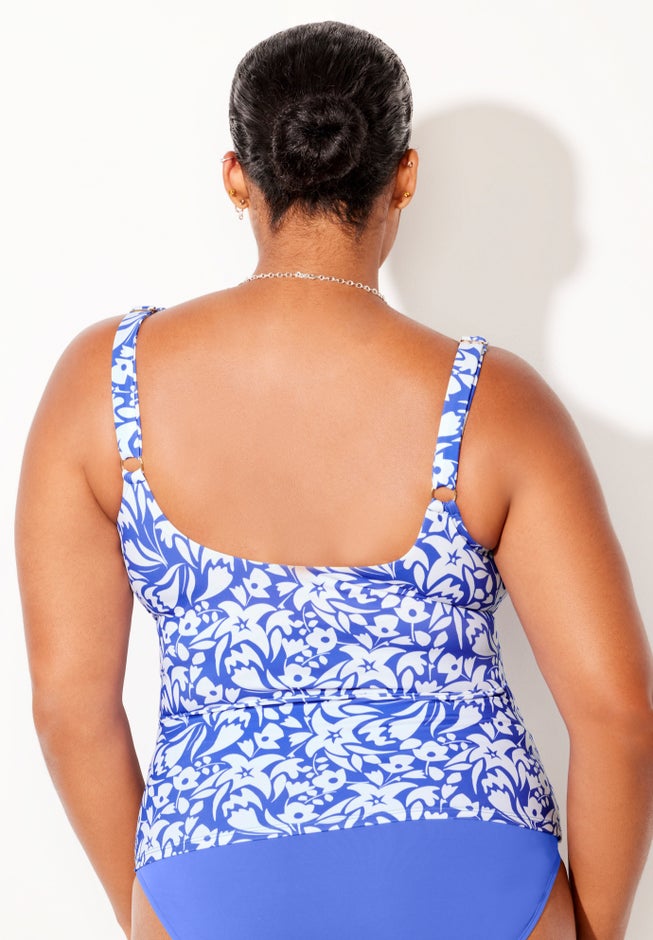 Ruffle V-Neck Tankini Top image number 1