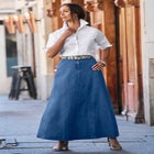 Denim Inset Maxi Skirt image number null