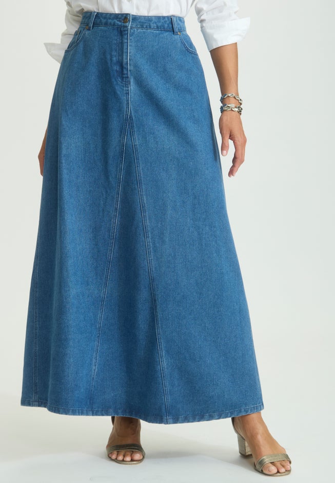Denim Inset Maxi Skirt image number 1