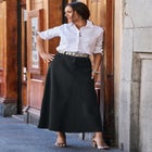 Denim Inset Maxi Skirt image number null