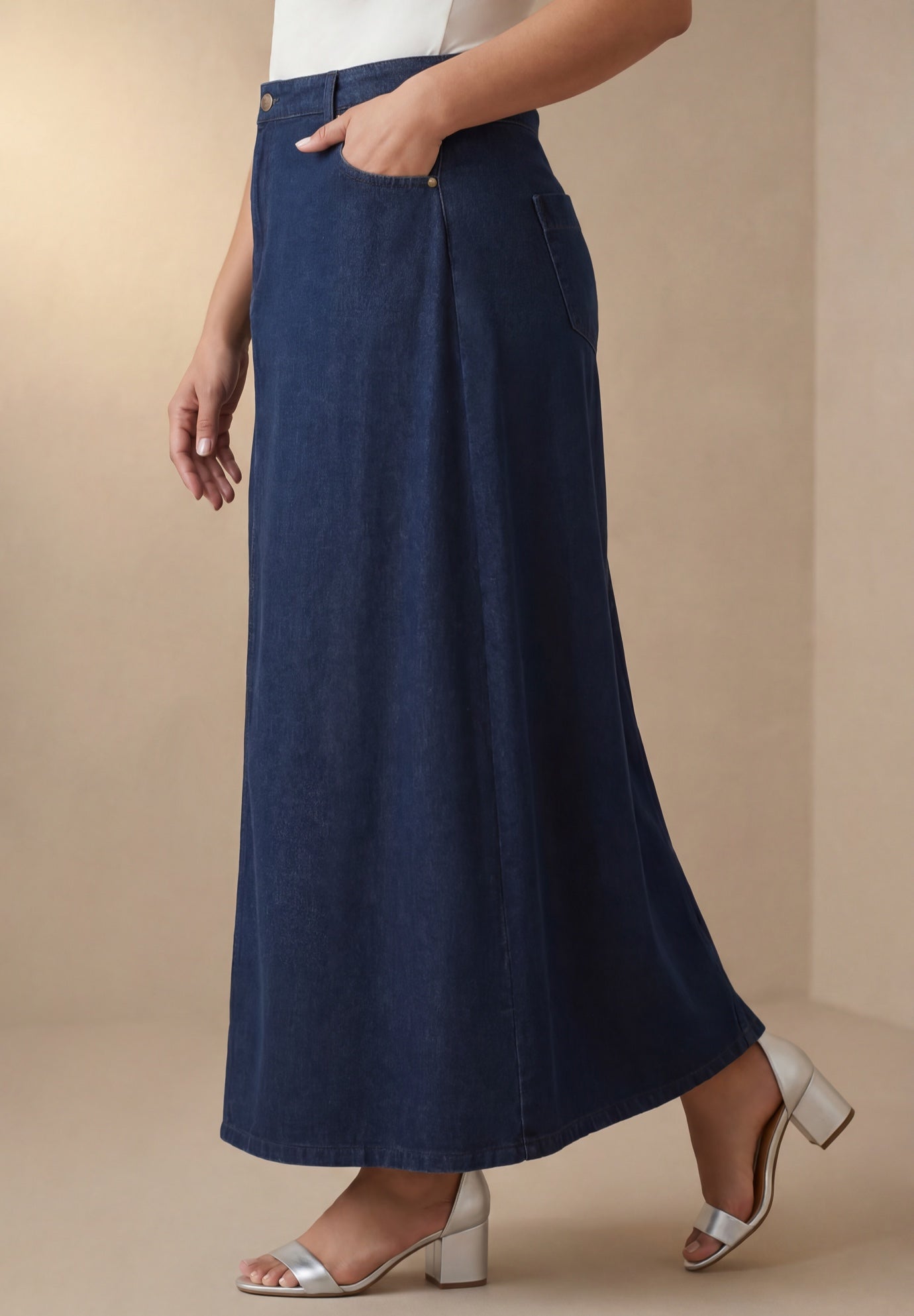 Denim Inset Maxi Skirt image number 2