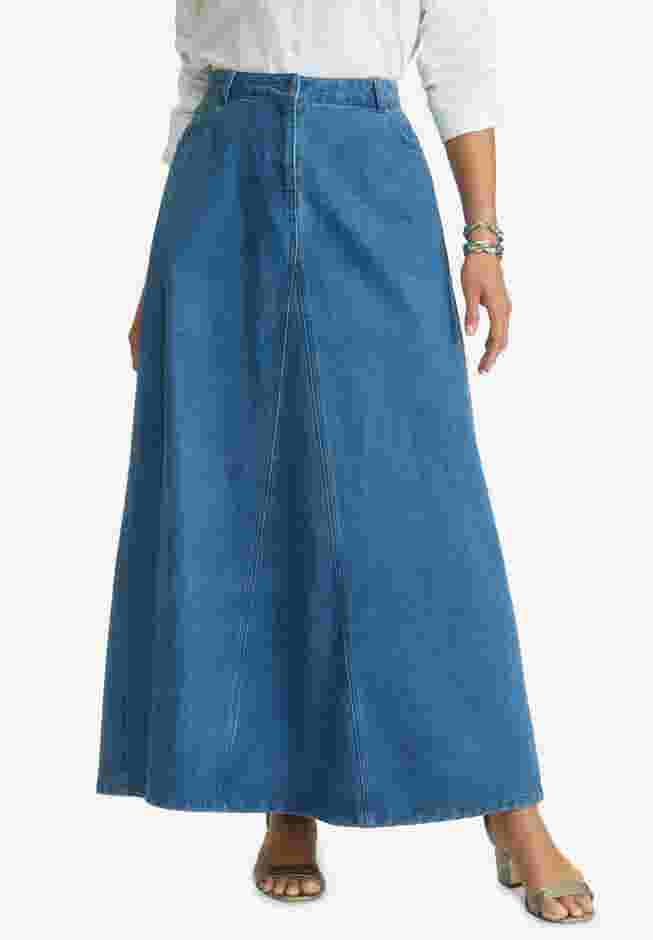 Denim Inset Maxi Skirt image number 0