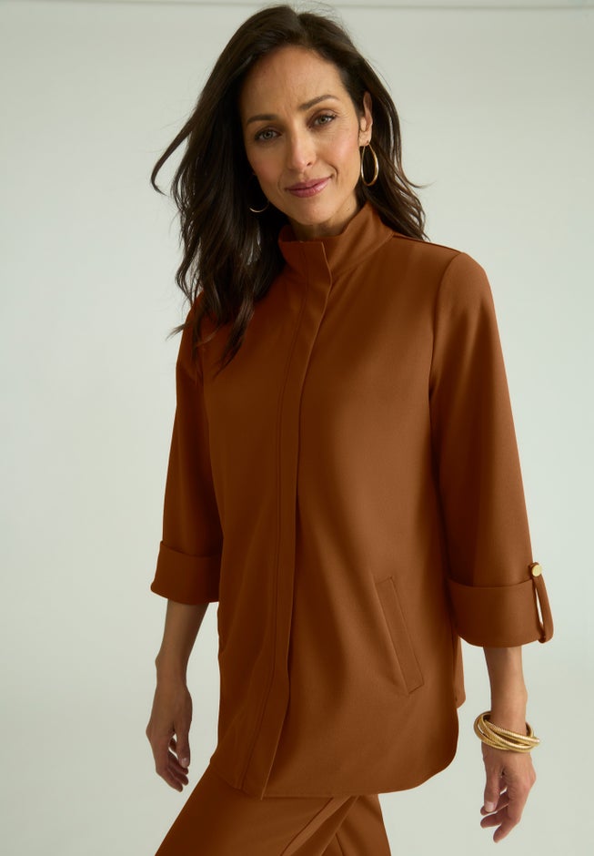 Knit Crepe Winged Collar Set image number 5