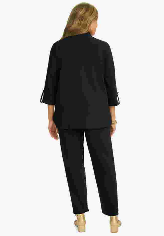 Knit Crepe Winged Collar Set image number 2