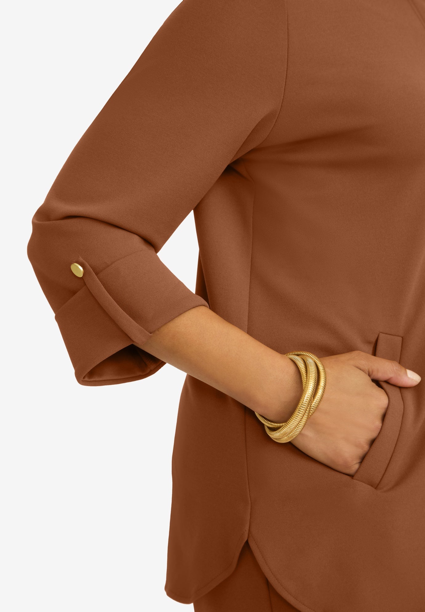 Knit Crepe Winged Collar Set image number 3