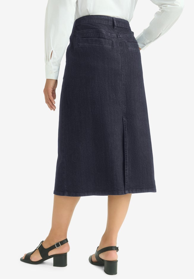 True Fit Button-Front Midi Skirt image number 1