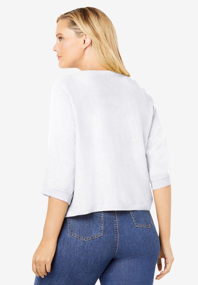 Rib Trim Cardigan Shrug image number 1