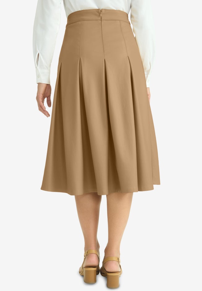 Faux Leather Pleated Midi Skirt image number null