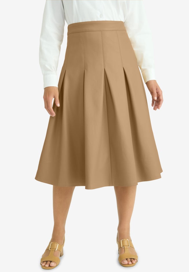 Faux Leather Pleated Midi Skirt image number null