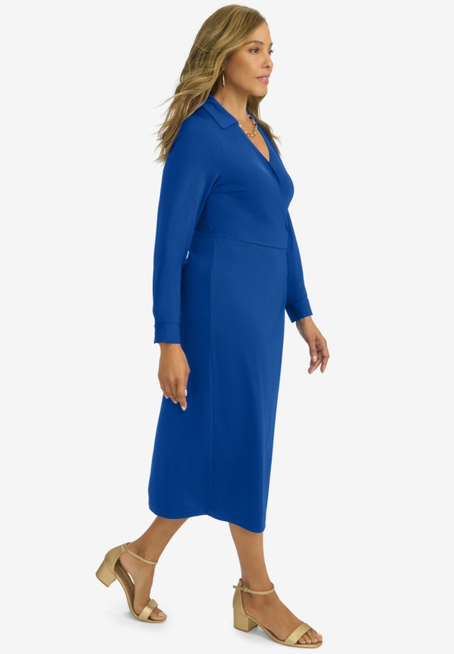 Side Knot Midi Wrap Dress image number null
