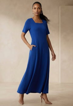 jessica london dresses Women's Plus Size Stretch Cotton Drawstring Maxi Dress Womens Clearance Dresses | Jessica