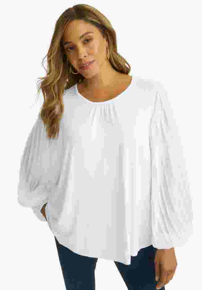Stretch Pleated Sleeve Top image number 0